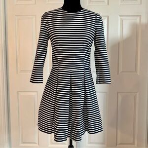 Gap Navy and White Striped A-line Cropped Sleeve Dress
